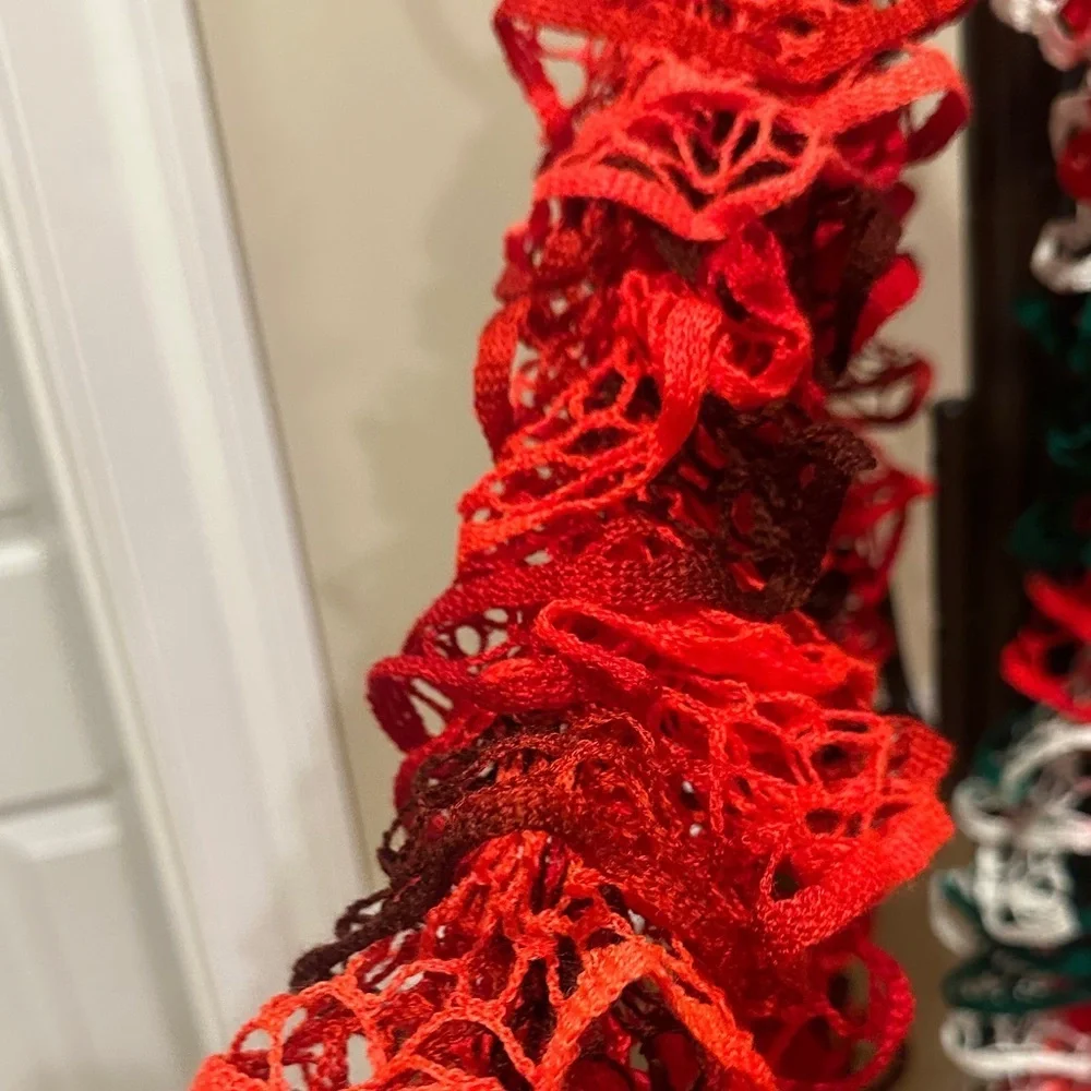 Festive Red, Green, and White Knit Scarf